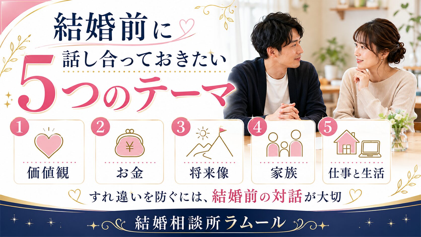 結婚前に話し合っておきたい5つのテーマ