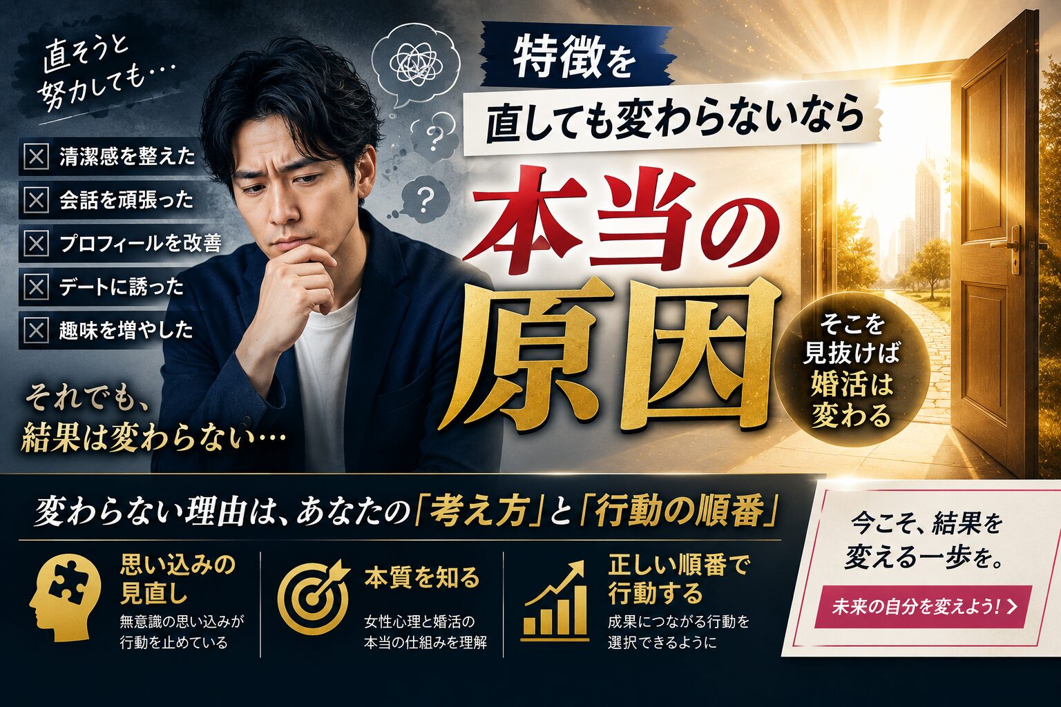 特徴を直しても結果が出ず、本当の原因をカウンセラーに相談する男性